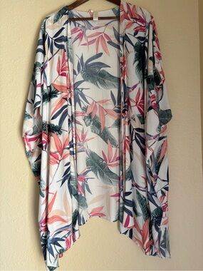 Beige Tropical kimono one size
